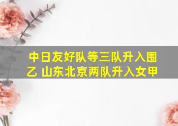 中日友好队等三队升入围乙 山东北京两队升入女甲